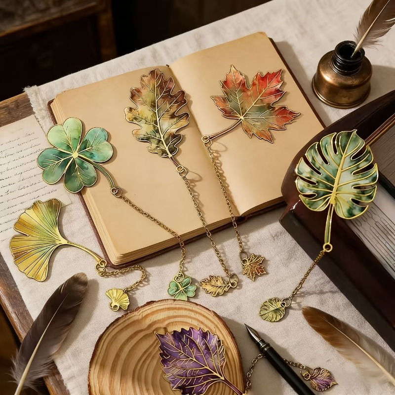 Resin Art Bookmark - 1 Pcs Vintage Leaf Bookmark With