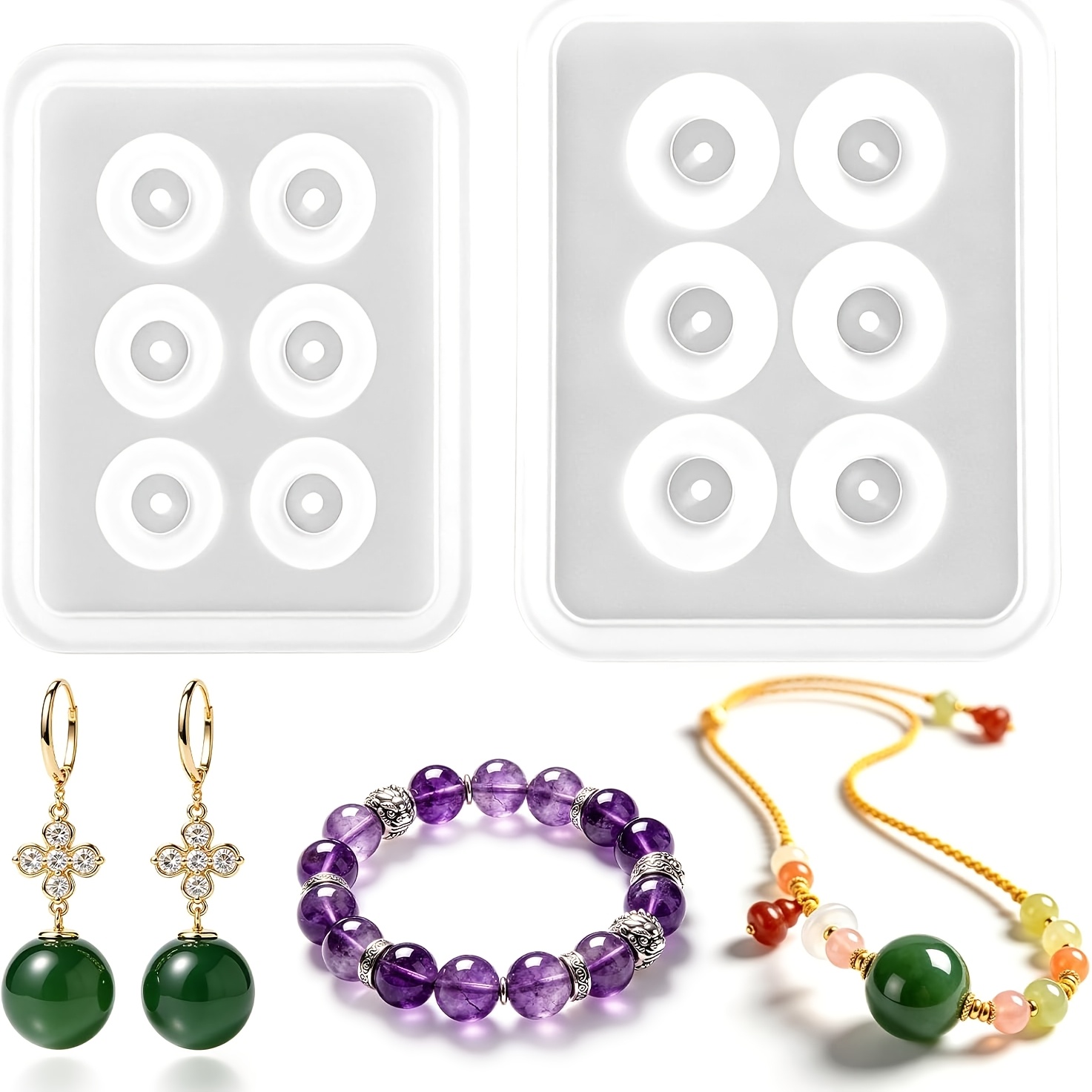 Resin Art Stone - Two Perforated Spherical Silicone Bead Molds,