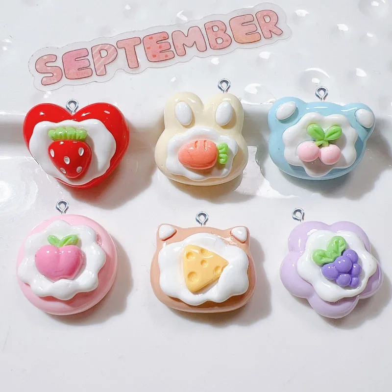 Resin Art Notes - 10Pcs Simulation Cute Fruit Cake Resin