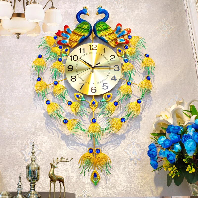 Resin Art Clock - Peacock Nordic Wall Clocks Digital Luxury