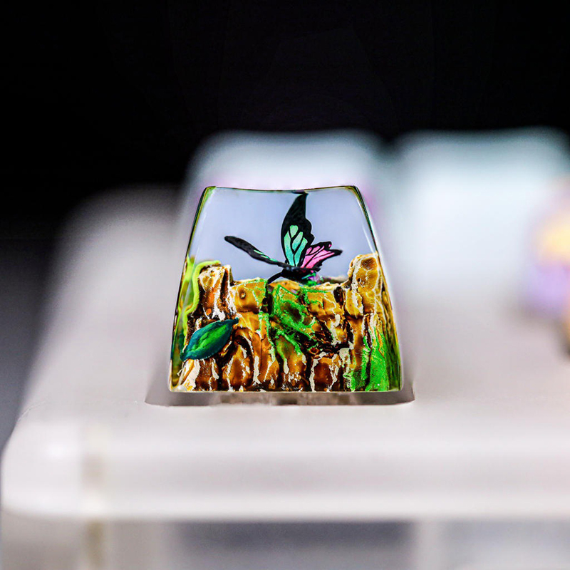 Resin Art And Decor - Organism Resin Keycap Creactive Art Keyboard