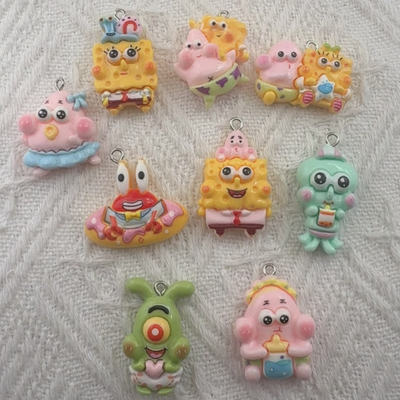 Resin Art Notes - 10pcs cartoon resin pendant, DIY jewelry