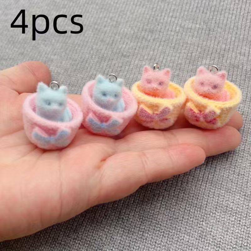 4pcs 3D plush resin cat pendan - Resin Art Notes review and price