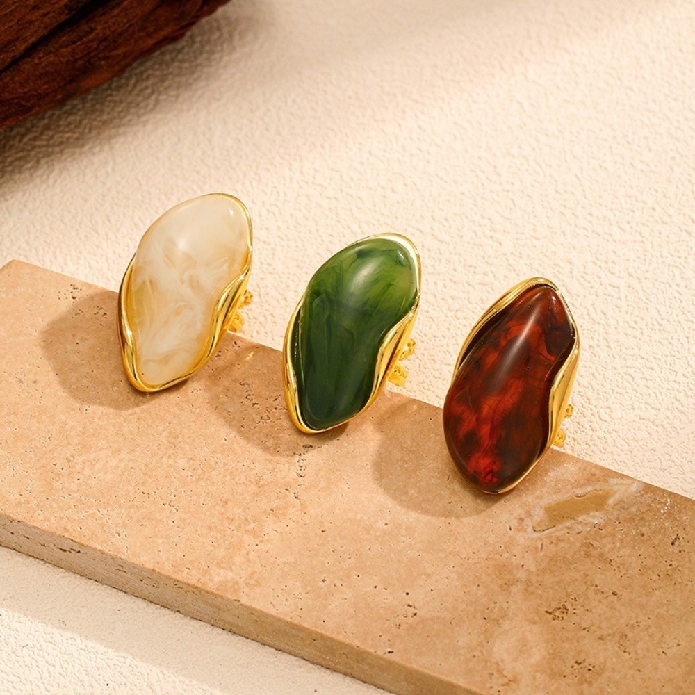 Vintage Stainless Steel Geomet - Resin Art Ring review and price