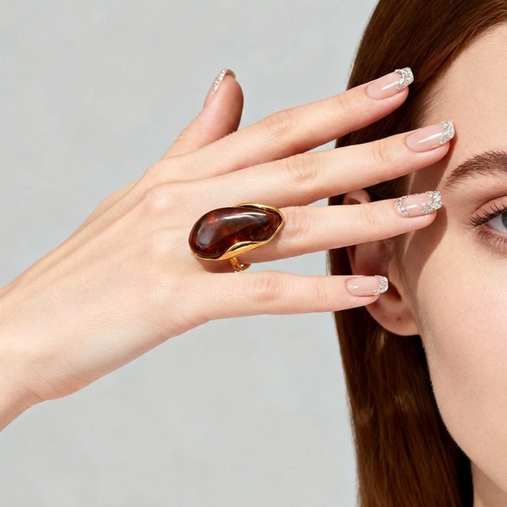 Vintage Stainless Steel Geomet - Resin Art Ring review and price