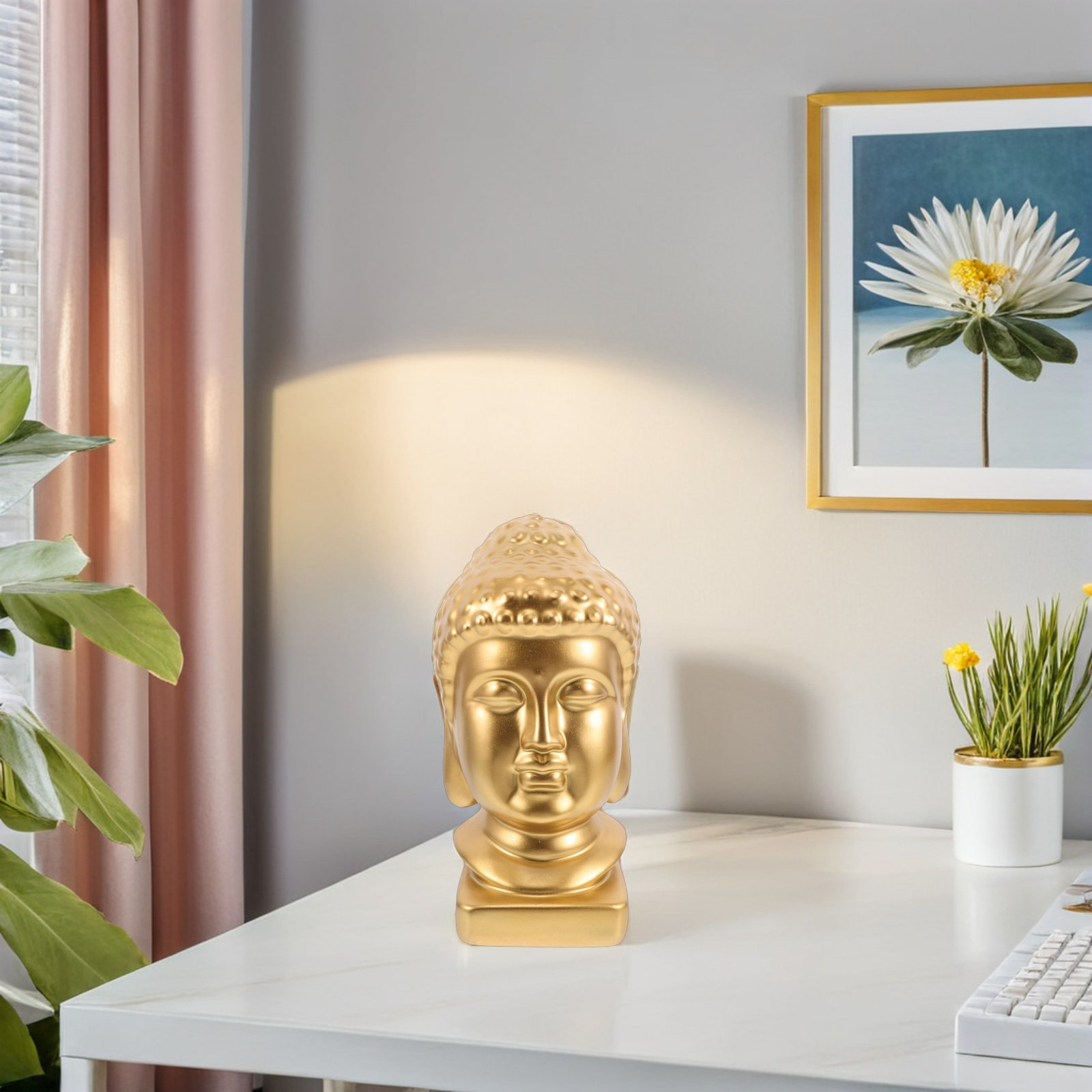 Resin Buddha Head Art Statue E - Resin Art And Decor review and price