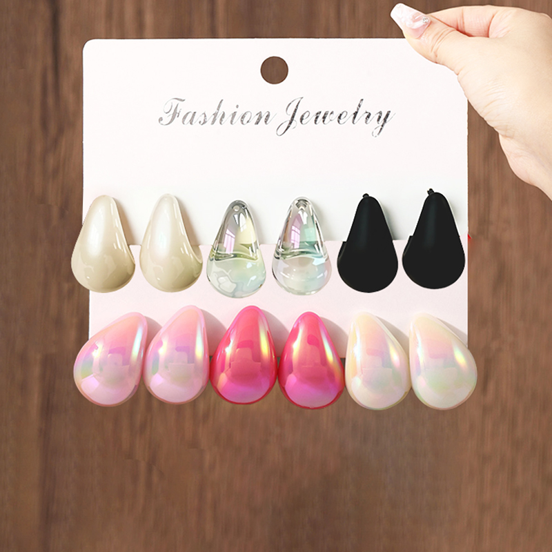 3 Pairs Fashion Resin Drop Ear - Resin Art Ring review and price