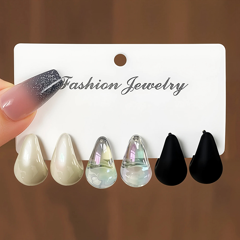 3 Pairs Fashion Resin Drop Ear - Resin Art Ring review and price