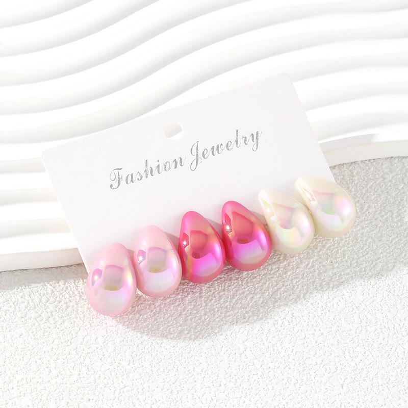 3 Pairs Fashion Resin Drop Ear - Resin Art Ring review and price
