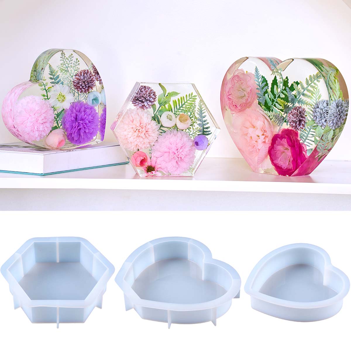Heart Hexagon Ornament Bookend - Resin Art Stone review and price