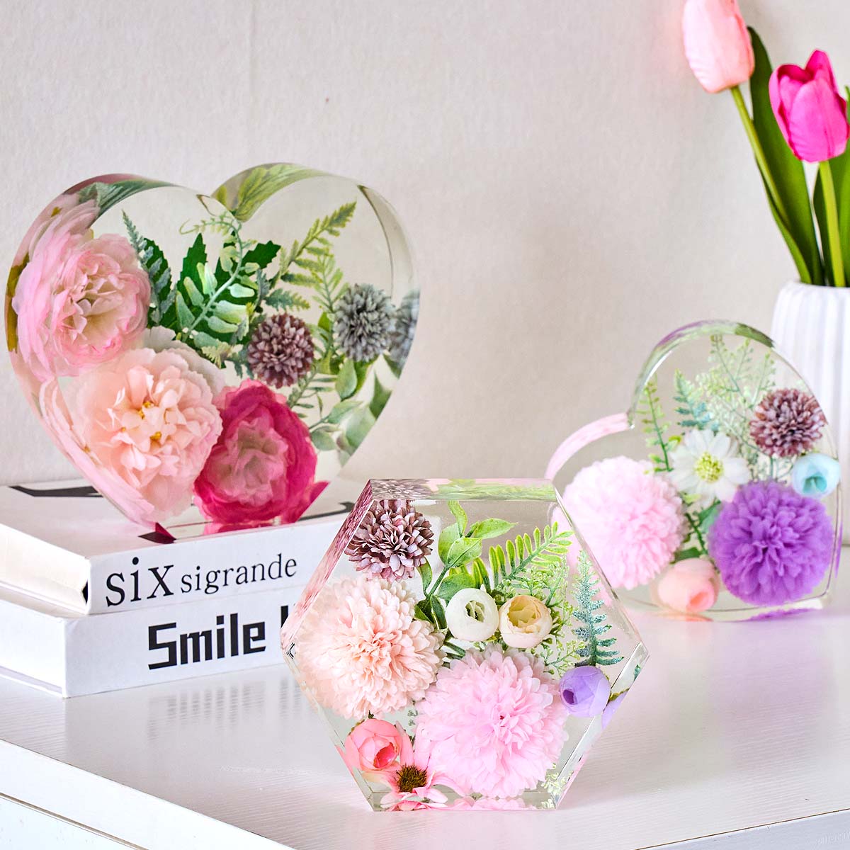 Heart Hexagon Ornament Bookend - Resin Art Stone review and price