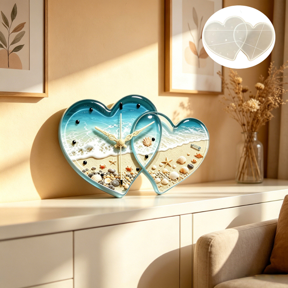 Love connected heart shape clo - Resin Art Clock review and price