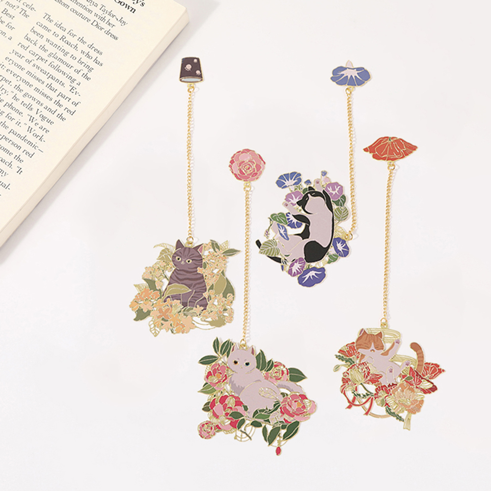 1PC Flower Cat Bookmark Metal  - Resin Art Bookmark review and price