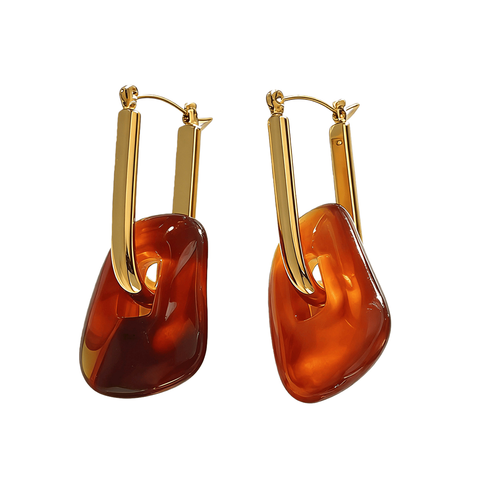 Chic Abstract Resin Hoop Drop  - Resin Art Ring review and price
